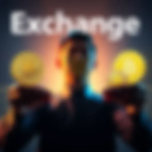 A person weighing options between storing Bitcoin on an exchange and keeping it in self-custody, with visual representations of both methods.