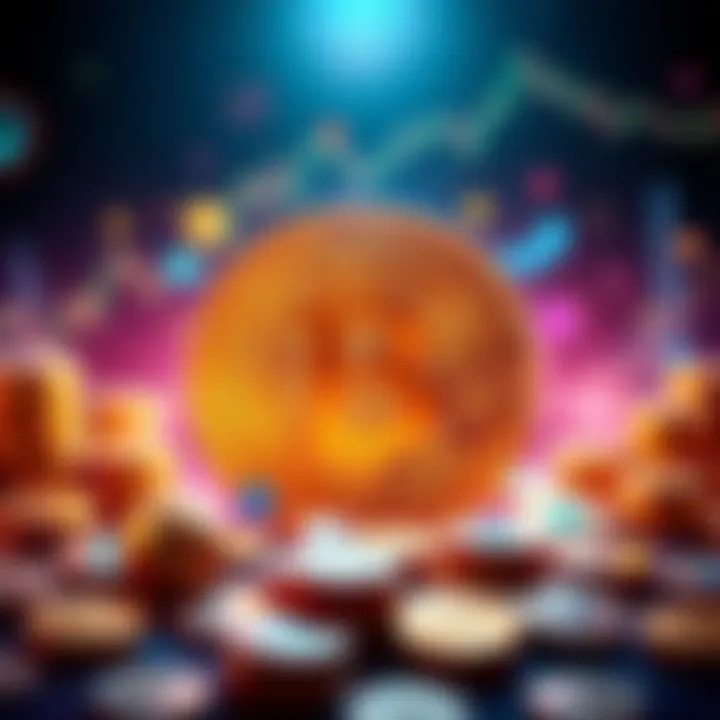 Bitcoin symbol with financial icons A Bitcoin symbol surrounded by various financial icons like charts and coins, representing its impact on finance.