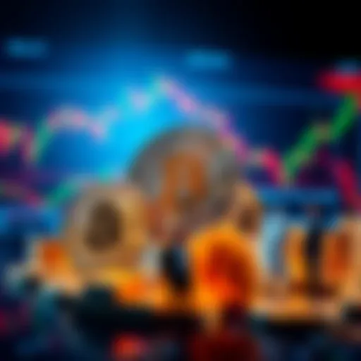 A graphic showing Bitcoin symbols alongside stock market charts and financial institutions, representing the shift from cash to investment