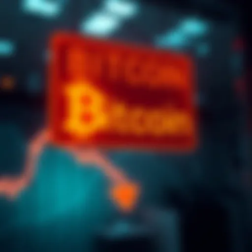 A bright sign displaying 'Bitcoin for Sale' with a downward trend graph in the background.