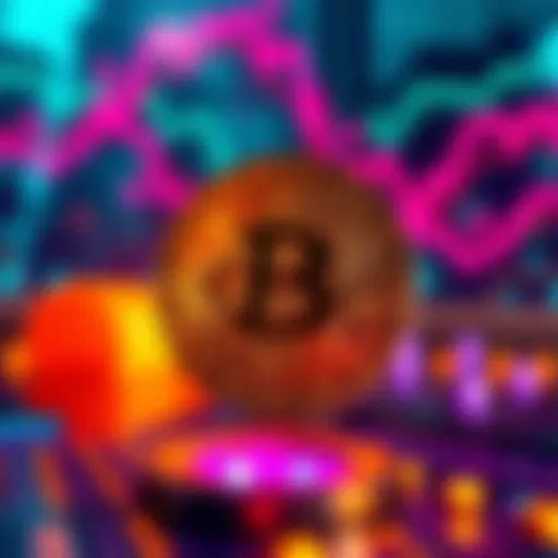 A glowing Bitcoin symbol set against a digital backdrop representing the future of finance