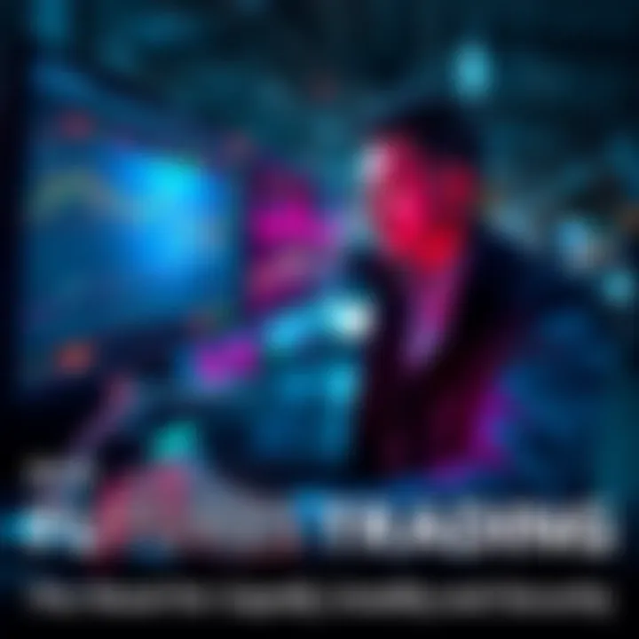 A trader analyzing Bitcoin futures on a digital interface with graphs and charts, symbolizing liquidity and security in trading.