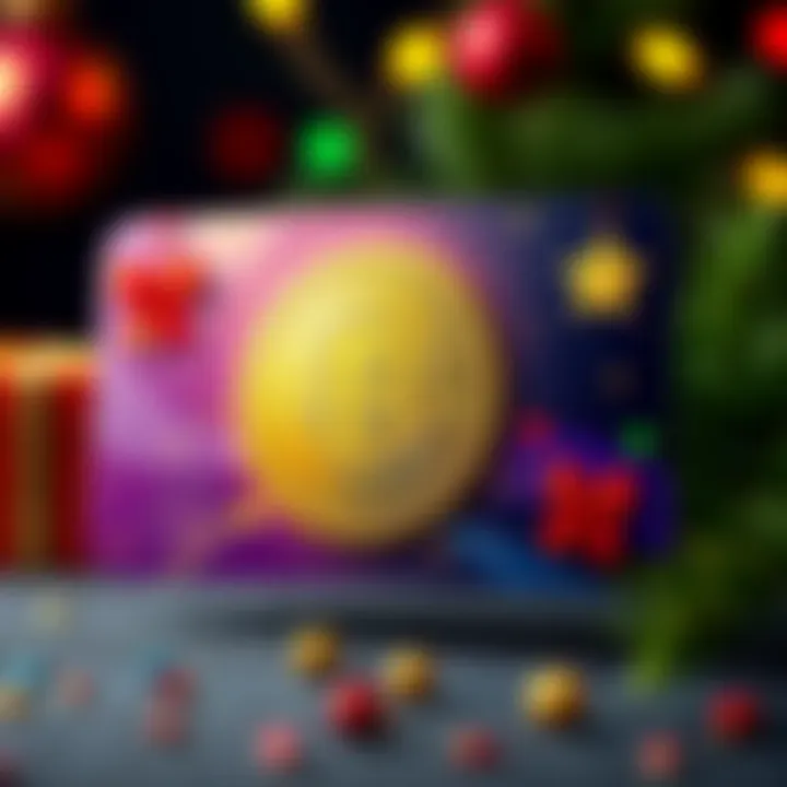 A colorful Bitcoin gift card with a Bitcoin logo and a festive design.
