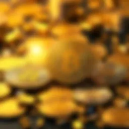 Illustration showing Bitcoin coins alongside gold tokens, depicting the shift in cryptocurrency investments.