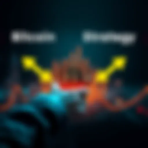 A graphic showing a person buying Bitcoin at a fast pace, with arrows indicating double the supply growth, emphasizing investment strategy.