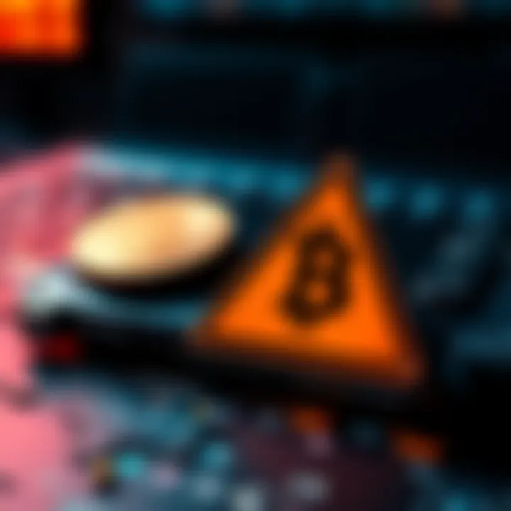 A Bitcoin hardware wallet displayed with a caution symbol, indicating risks of self-custody after the Coldcard crisis