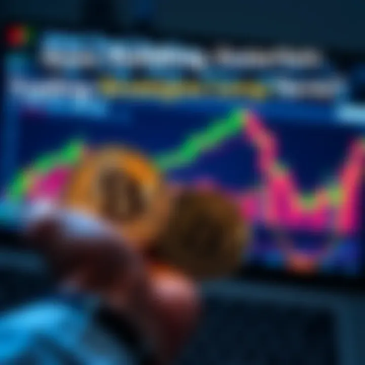 A person holding a physical Bitcoin in one hand, with a graph showing price trends on a screen in front of them, comparing holding and trading strategies.