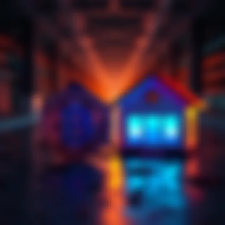 Graphic showing Bitcoin symbol alongside a house icon, representing the alignment of Bitcoin value with average US home prices.