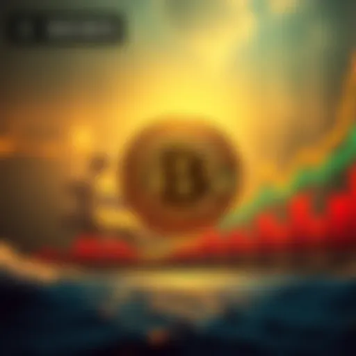 Bitcoin symbol with a background of the Hormuz Strait and rising chart, indicating market growth after reopening