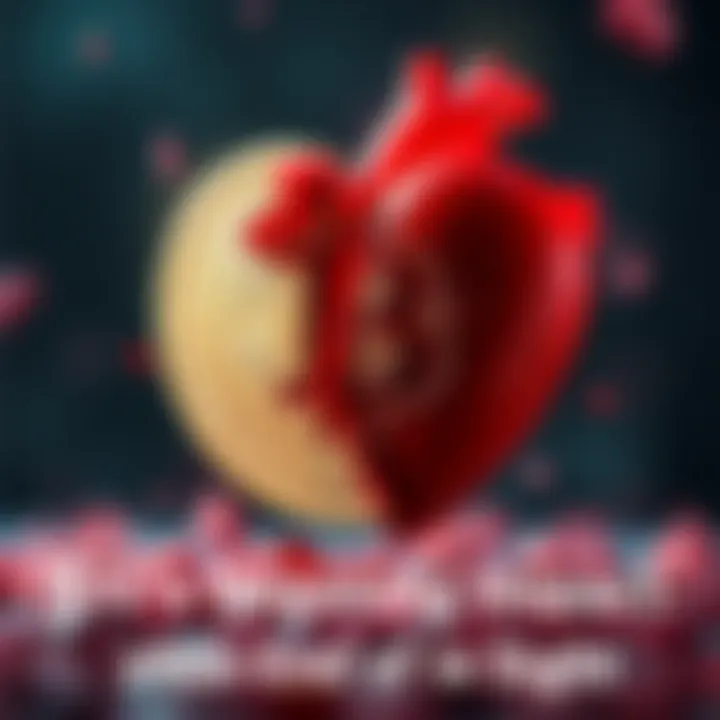 A Bitcoin symbol surrounded by a broken heart, representing lives impacted by its use.