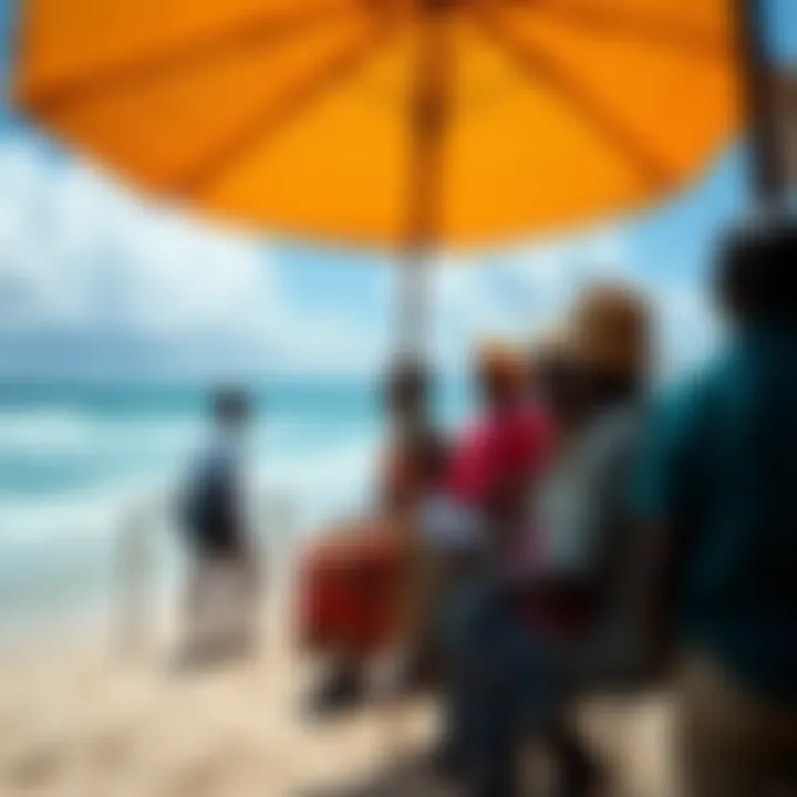 Bitcoin in Zanzibar A traveler observes local people discussing cryptocurrency on a beach in Zanzibar, with the ocean in the background.
