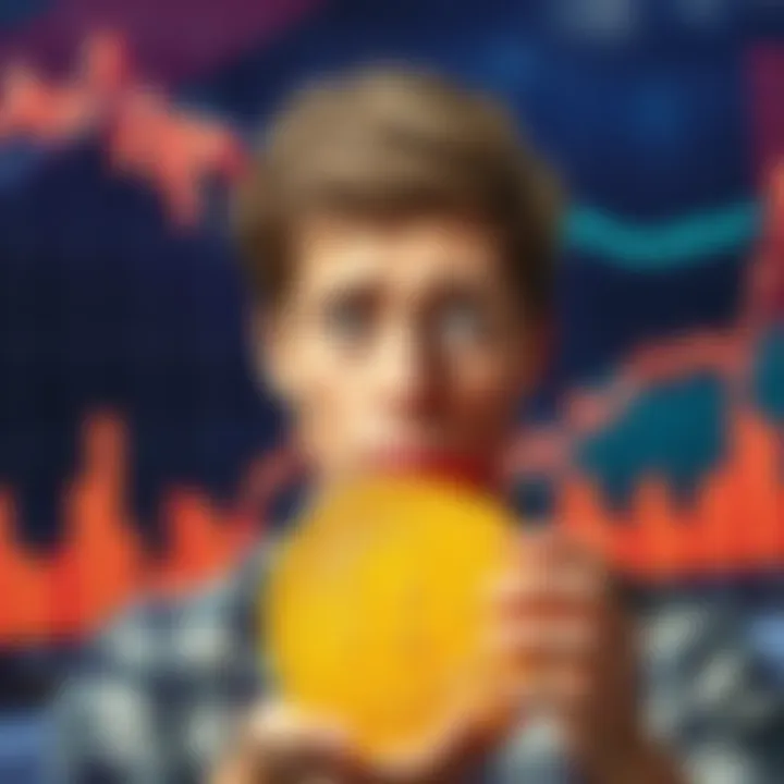 Bitcoin and Inflation A person looking worried while holding a Bitcoin symbol against a backdrop of rising prices and inflation charts.