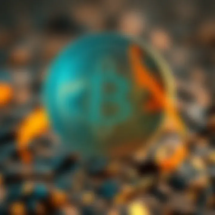 Bitcoin Inflation Rate Halved A graphic showing Bitcoin with a downward arrow indicating a decrease in inflation rate, representing its upcoming reduction by 2028.