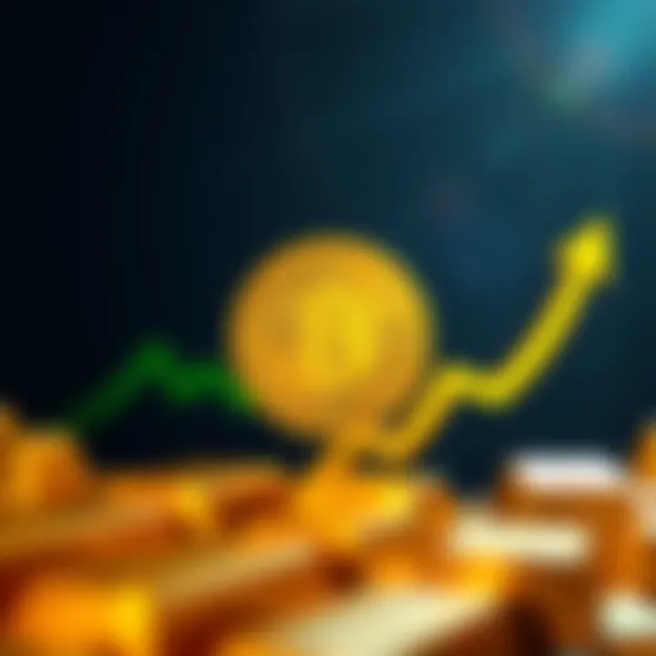 A graphic showing the Bitcoin symbol with rising inflation arrows and gold bars in the background.