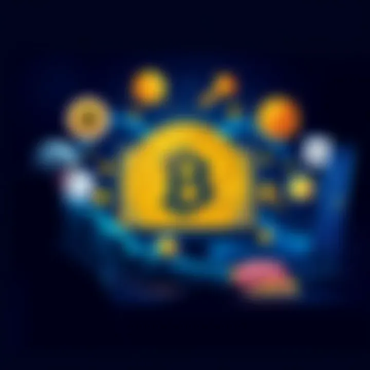 A visual representation of a trustless Bitcoin inheritance plan with a person using a computer and secure digital assets illustrated around them.