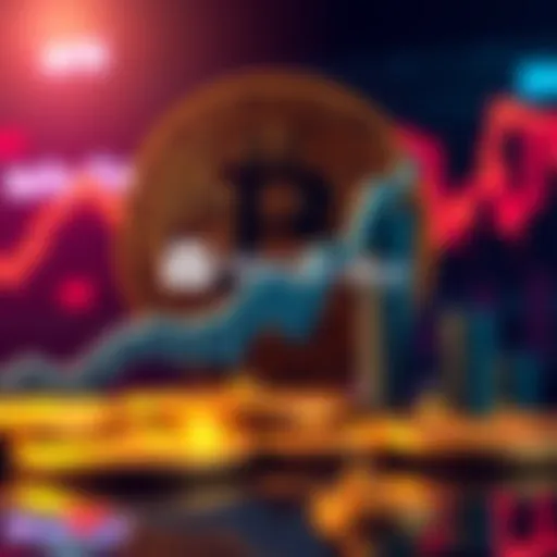 Visual representation of Bitcoin with a rising graph and MicroStrategy logo, symbolizing Vanguard's investment.