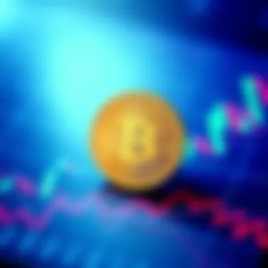 A Bitcoin coin placed on a fluctuating financial chart, symbolizing investment risks and volatility.