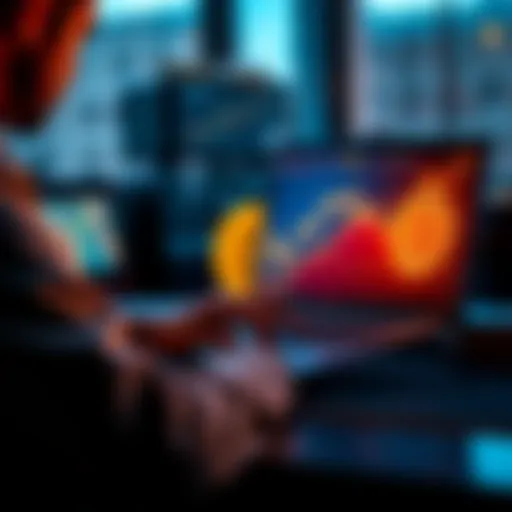 A person looking at a rising Bitcoin graph on a laptop, considering investment options.