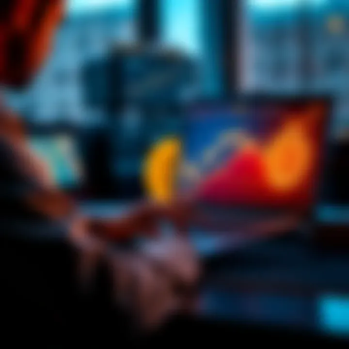 A person looking at a rising Bitcoin graph on a laptop, considering investment options.