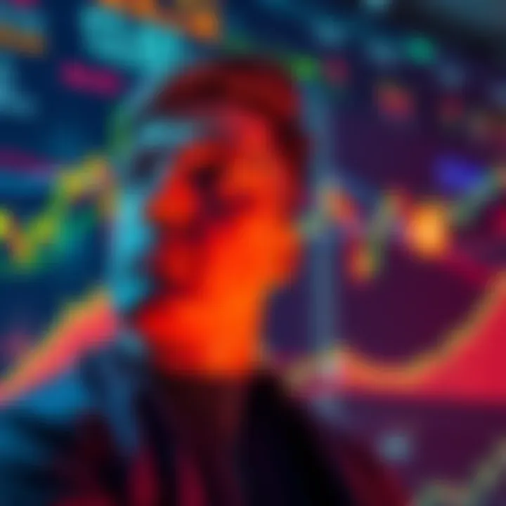 A person looking at Bitcoin charts with a thoughtful expression, weighing the decision to buy more Bitcoin or wait for lower prices.