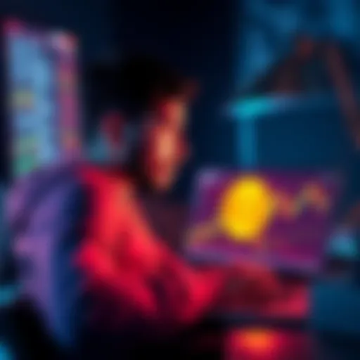 A person contemplating a $60,000 investment in Bitcoin, looking at cryptocurrency charts on a laptop screen.