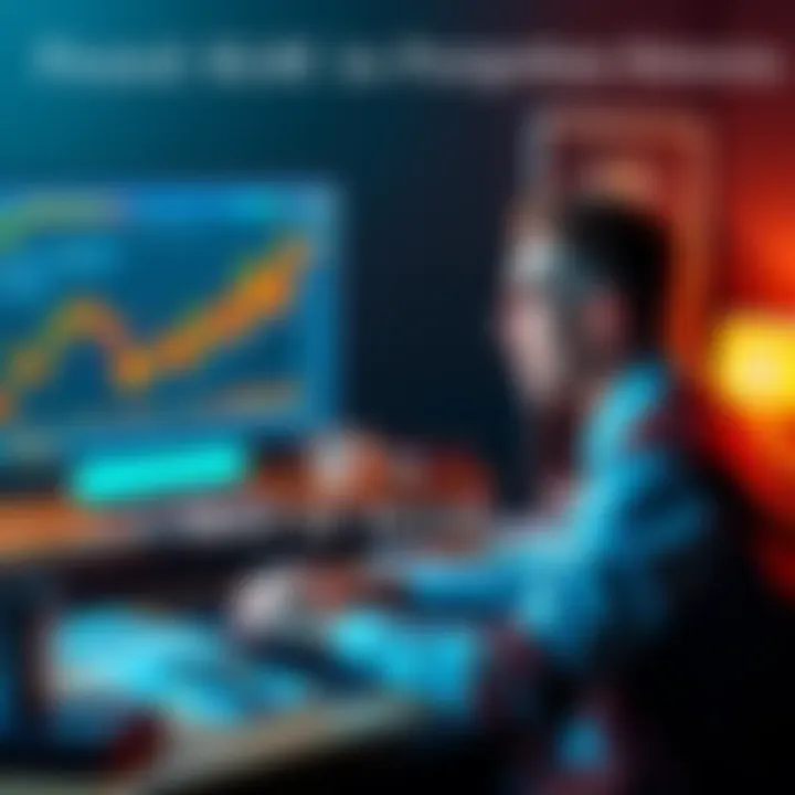 A person sitting at a desk looking at a computer screen with Bitcoin charts and financial documents, contemplating their investment options.