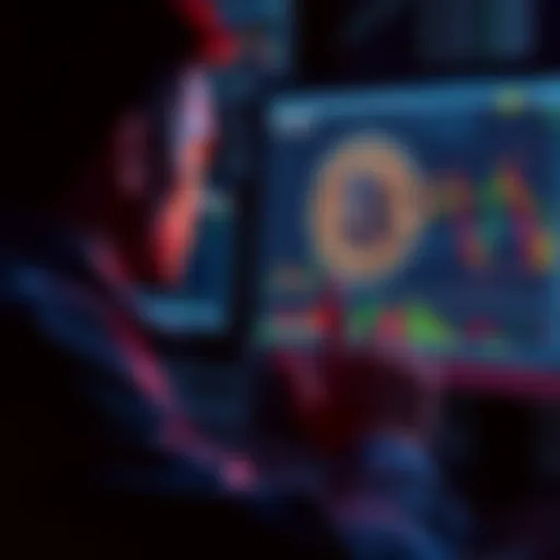 A person looking at a Bitcoin chart on a computer screen, contemplating investment decisions.