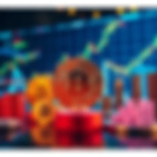 A graphic showing Bitcoin symbols alongside stock market charts and images of major financial firms, illustrating the connection between institutional investments and Bitcoin.