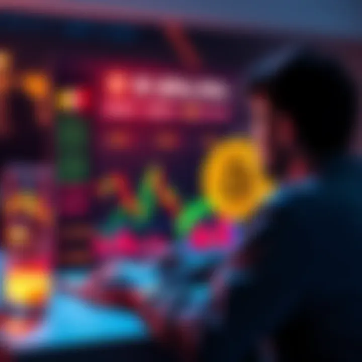 A person looking at a rising Bitcoin chart on a laptop, contemplating investing.