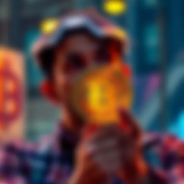 Person holding a Bitcoin symbol with a thoughtful expression, symbolizing their investment journey.