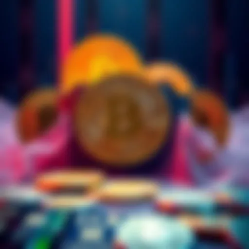 A visual representation of Bitcoin coins and large institutional investors looming over them, symbolizing the trend of selling BTC to big investors.