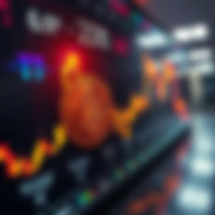 Bitcoin market analysis A graph showing Bitcoin price fluctuations with indicators highlighted, suggesting market peaks