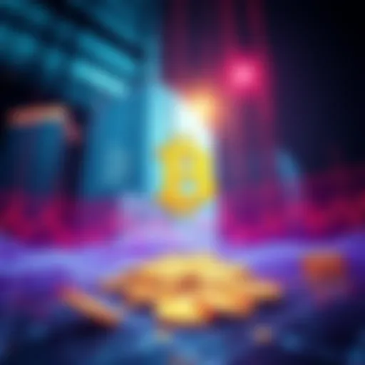 A visual representation of institutions targeting Bitcoin, showing falling charts and digital coins overshadowed by large financial buildings, highlighting market volatility.