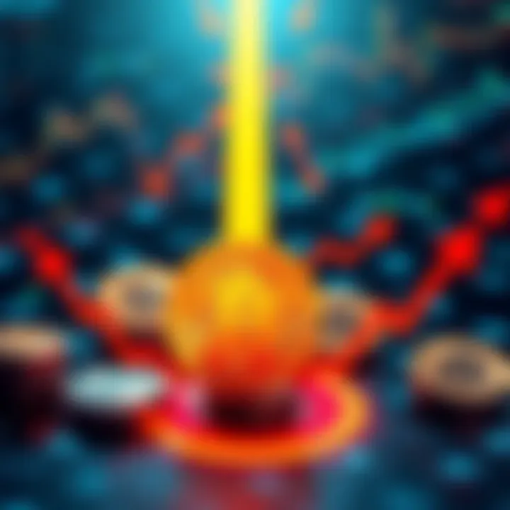 A graphic showing Bitcoin symbols and arrows indicating a market change, with institutional players absorbing dips.