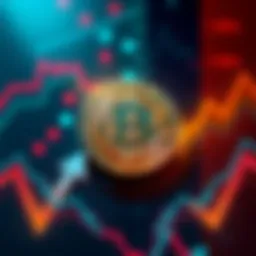 Bitcoin symbol surrounded by upward and downward trend arrows, indicating market volatility and potential changes ahead
