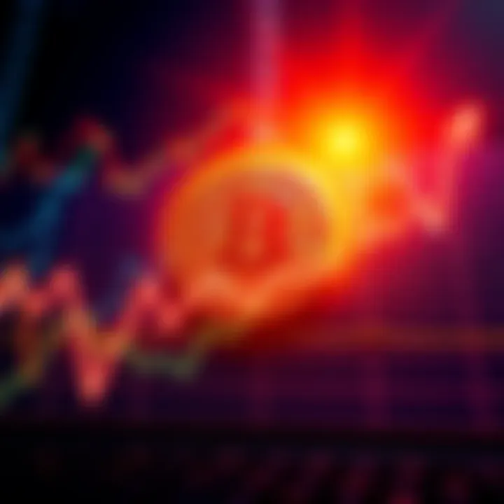 A graph showing Bitcoin value fluctuations with upward and downward trends, illustrating community discussions on market changes.