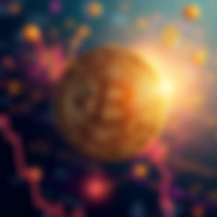 Bitcoin Math Concept Illustration of Bitcoin symbol with mathematical symbols around it, showing the simplicity of its calculations.