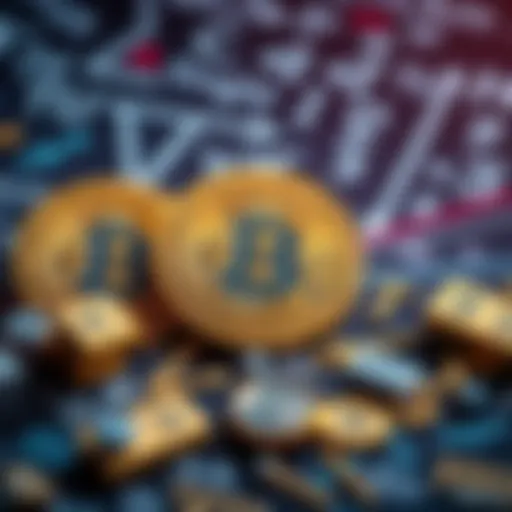 A representation showing mathematical symbols and Bitcoin coins, illustrating the connection between math and Bitcoin