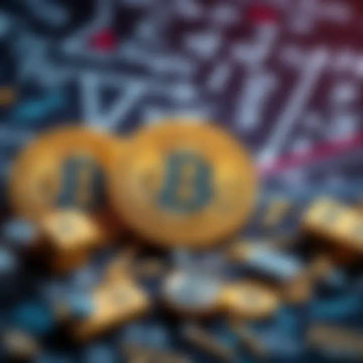 Bitcoin and Mathematics A representation showing mathematical symbols and Bitcoin coins, illustrating the connection between math and Bitcoin