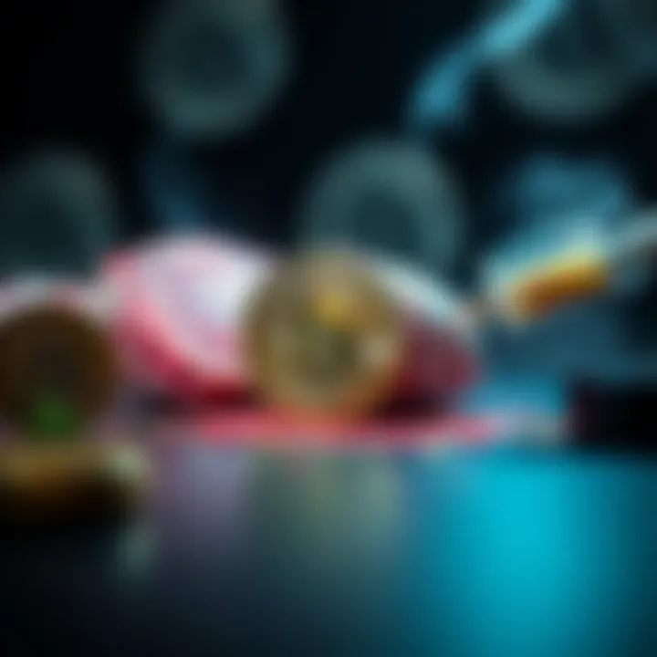 A digital representation of Bitcoin symbols alongside meat products, illustrating the debate on their association.