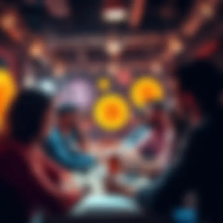 A group of cryptocurrency enthusiasts discussing ideas at a local Bitcoin meetup