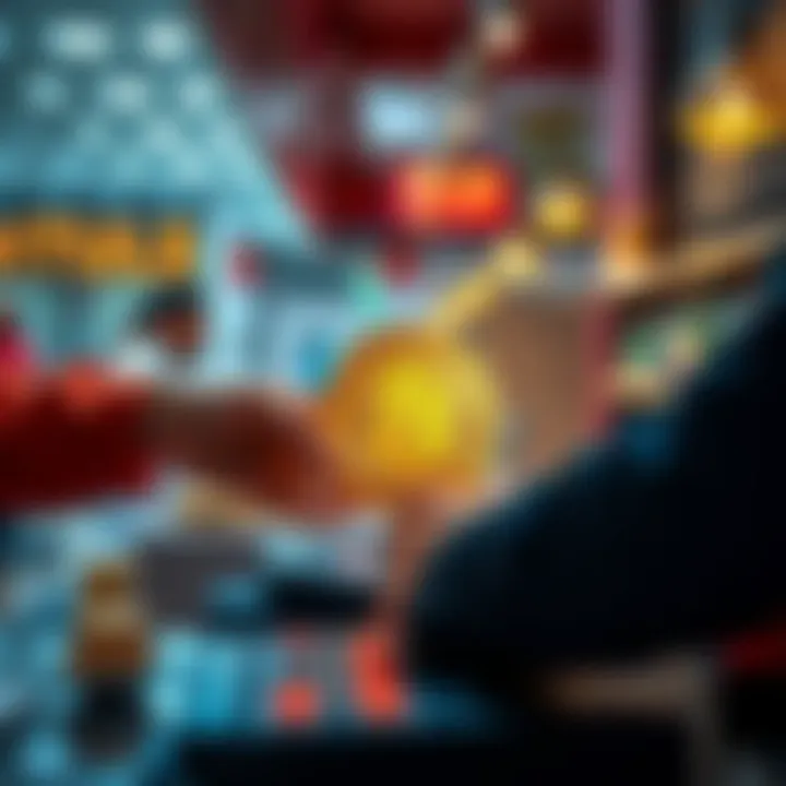 A merchant accepting Bitcoin, symbolizing the shift towards earning Bitcoin instead of spending it, with coins and a cash register in view.