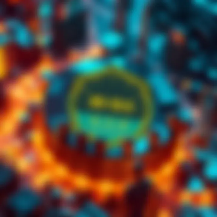 A visual representation of a Bitcoin mining pool with a graphic showing the 85/10/5 payout model. Miners receiving rewards and community support are highlighted, depicting a tech-focused, inclusive en...