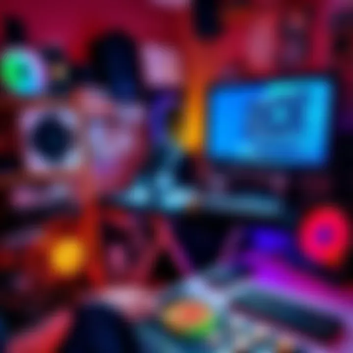 A person setting up a Bitaxe Gamma device for Bitcoin mining at home, surrounded by computer equipment and cryptocurrency materials.