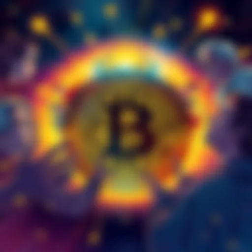 Illustration showing multiple people collaborating on Bitcoin's creation, representing the idea of various contributors instead of just Satoshi Nakamoto.