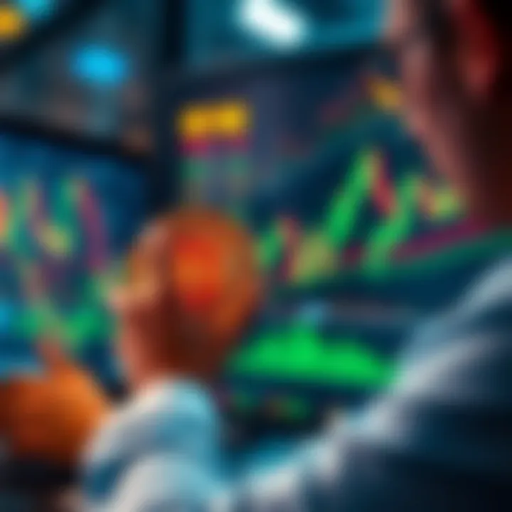 A person analyzing Bitcoin OHLC candle charts for historical data collection