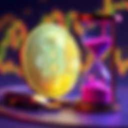 A Bitcoin symbol next to an hourglass, symbolizing patience in investment decisions.