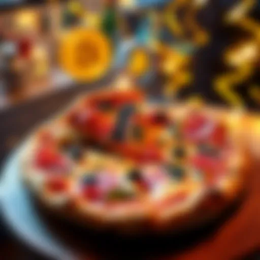 A celebration of Bitcoin Pizza Day with two pizzas and Bitcoin symbols in the background