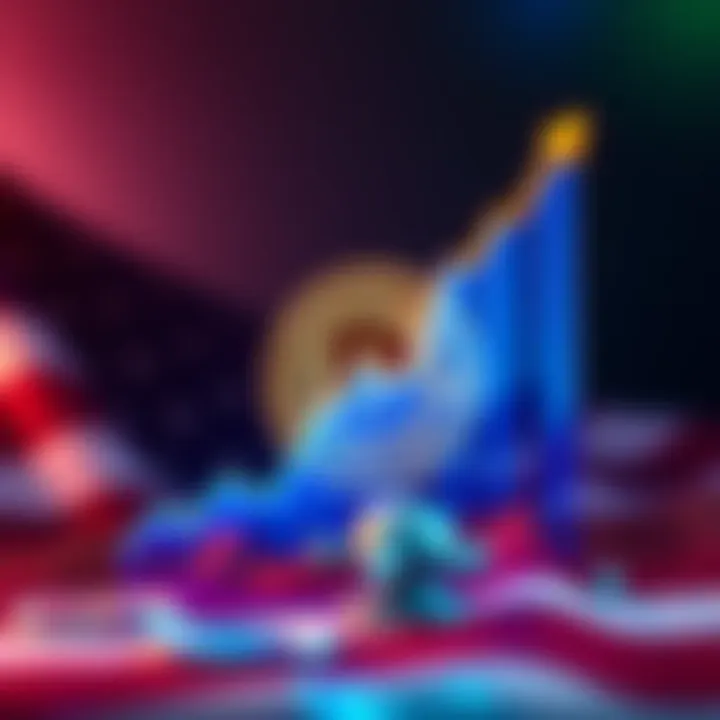 Bitcoin graphic showing an upward trend with the U.S. flag in the background to represent government involvement.