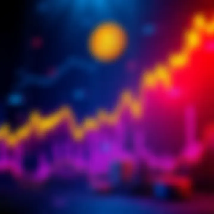 Graph showing Bitcoin price fluctuations with upward and downward trends